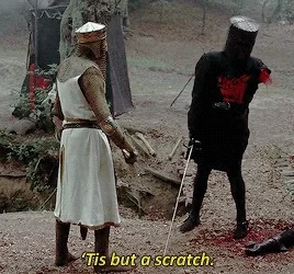 Unlike the Black Knight, do your fighting up front